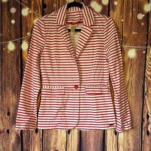 Orb Red and White Striped Women's Blazer